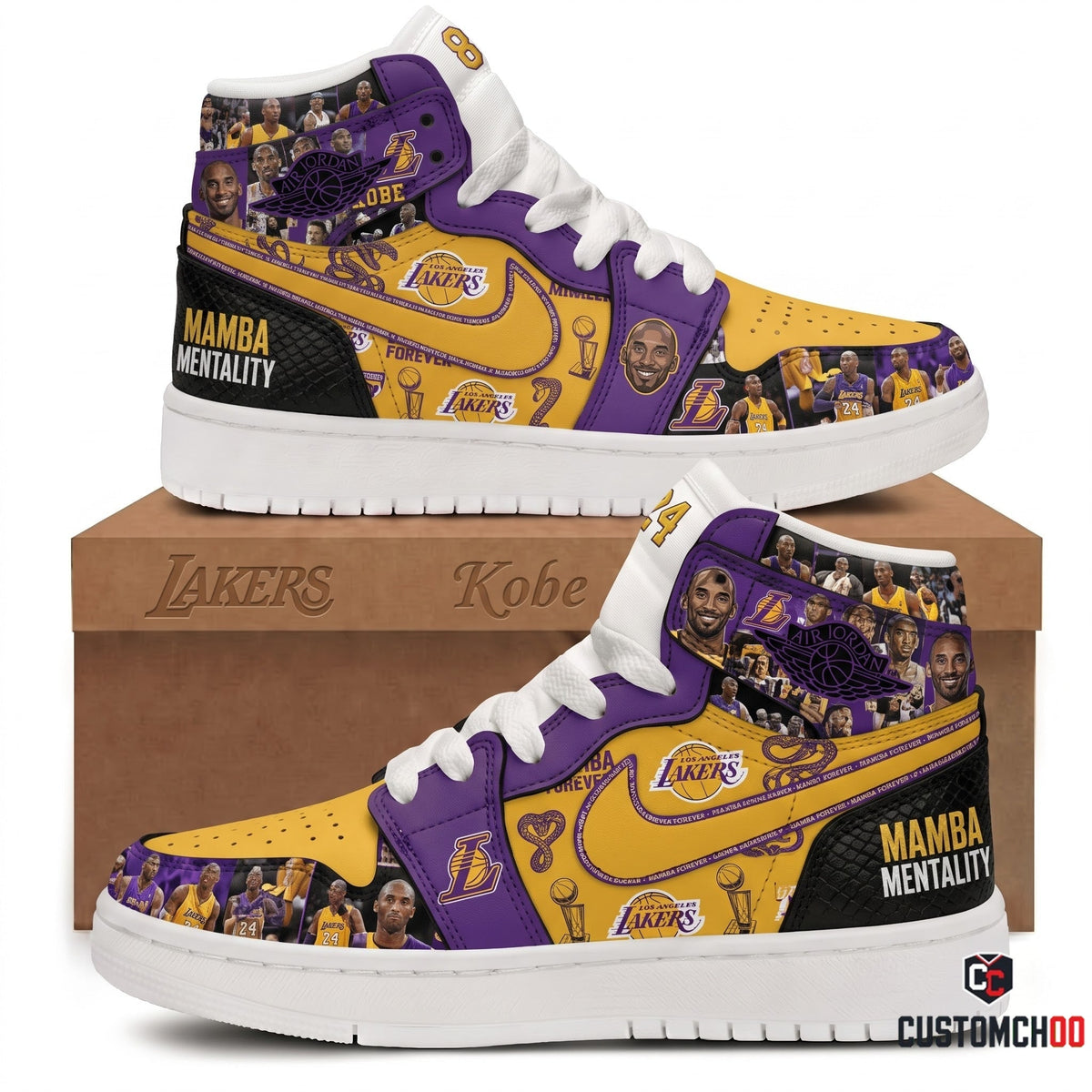 Limited Edition Purple Gold Mamba Mentality High Top Sneakers