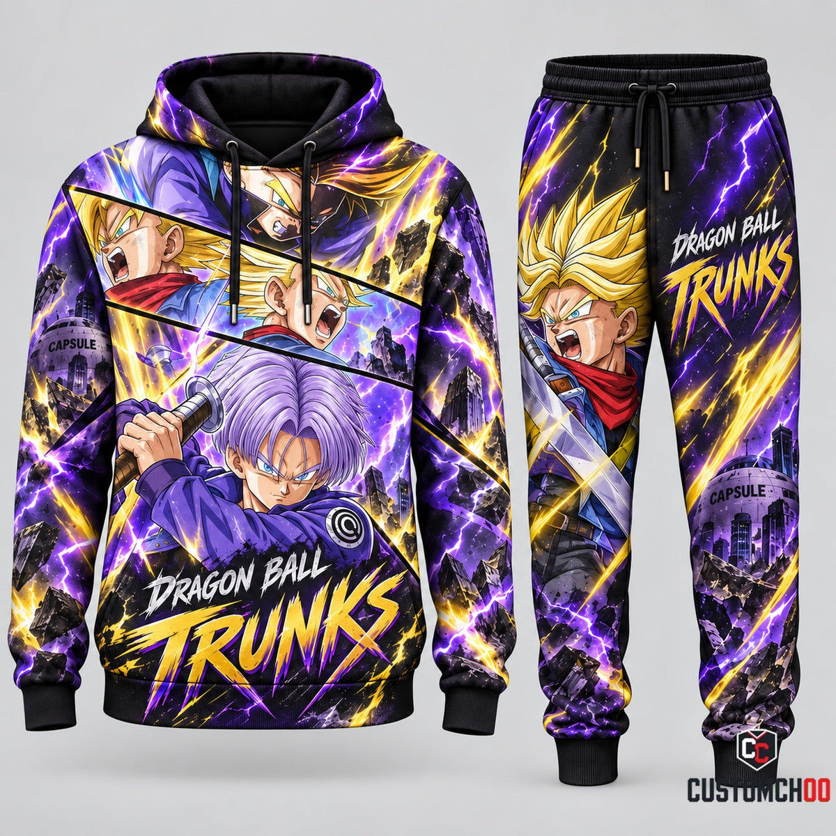 Future Trunks Transformation Fan Set — Dragon Ball Hoodie & Sweatpants