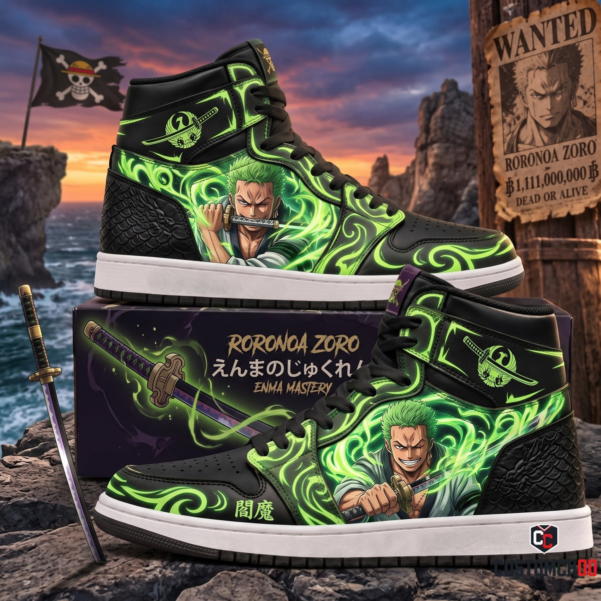 Limited Edition Zoro Fan Shoes — Anime High Top Sneaker Gift