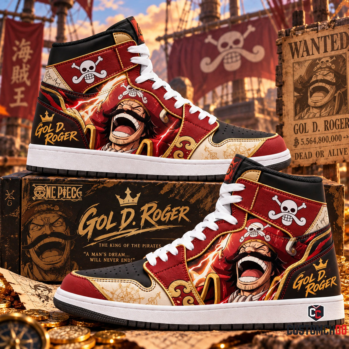 Limited Edition Gol D. Roger Fan Shoes — Anime High Top Sneaker Gift
