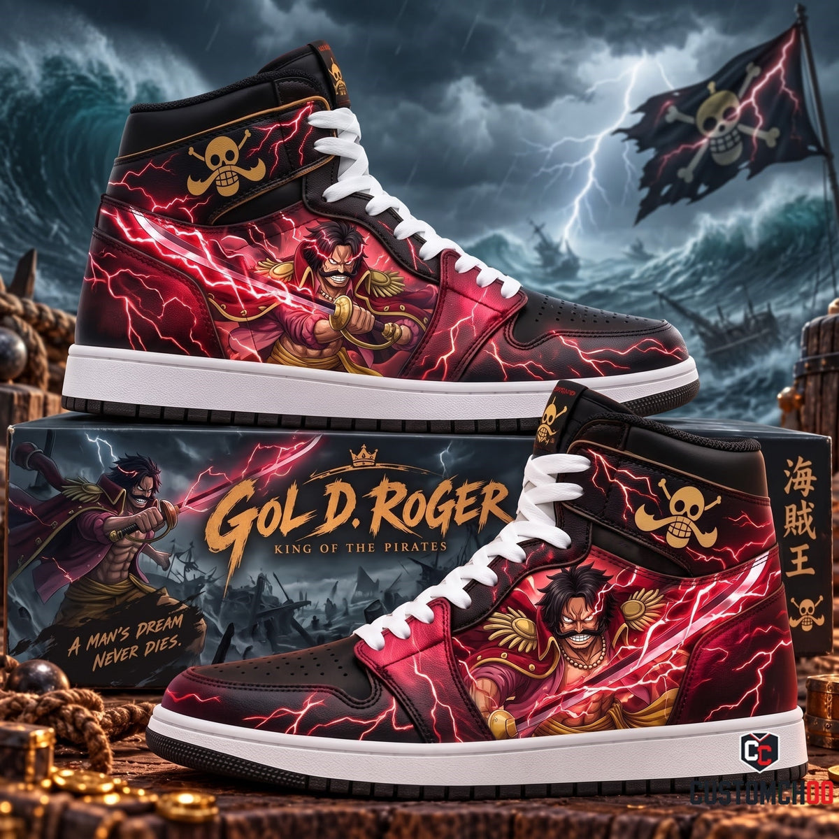 Limited Edition Gol D. Roger Fan Shoes — Anime High Top Sneaker Gift