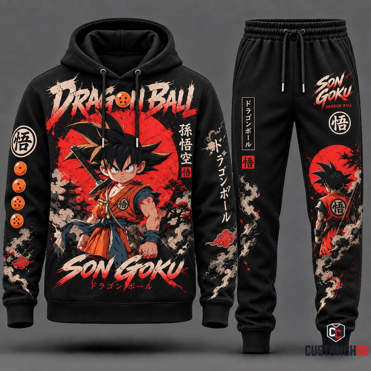 Son Goku Transformation Fan Set — Dragon Ball Hoodie & Sweatpants
