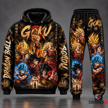 Son Goku Transformation Fan Set — Dragon Ball Hoodie & Sweatpants