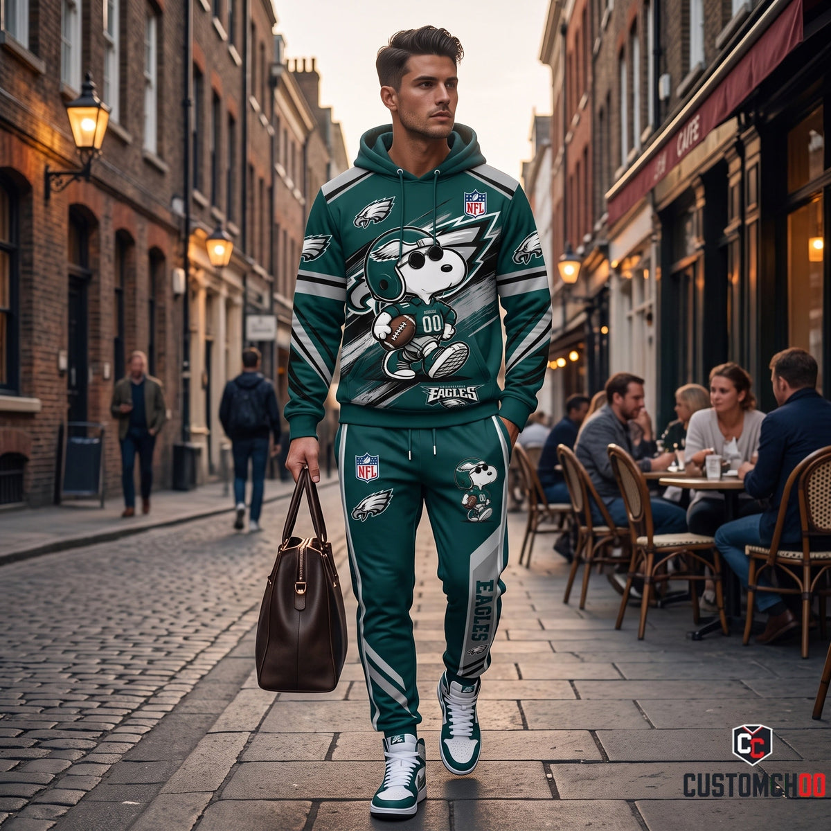 NFL Dog Football Fan Hoodie & Sweatpants & High Sneakers | All 32 Teams Available