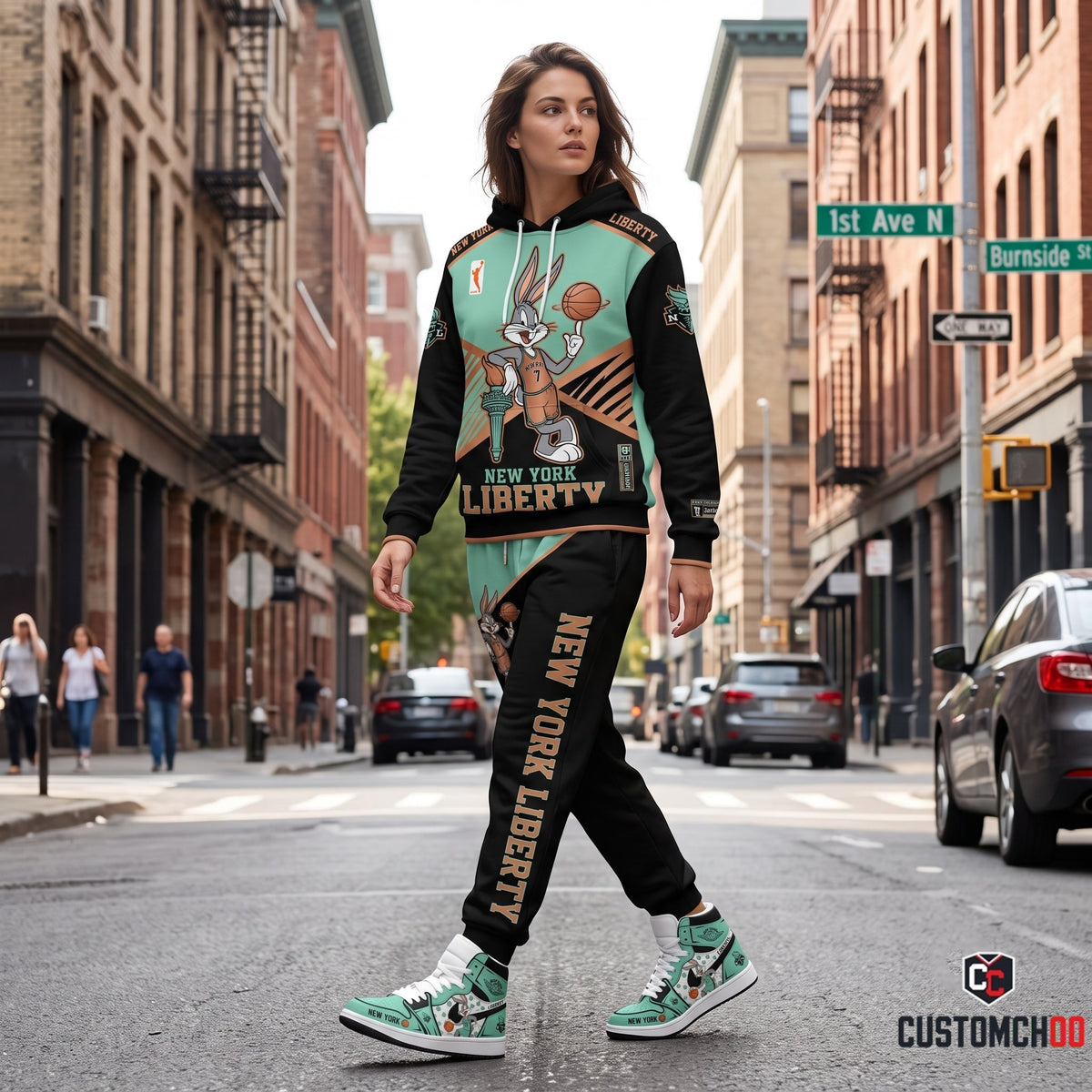 Women’s Basketball Fan Combo Set — Hoodie & Sweatpants and High Sneakers | All 15 WNBA Teams Available