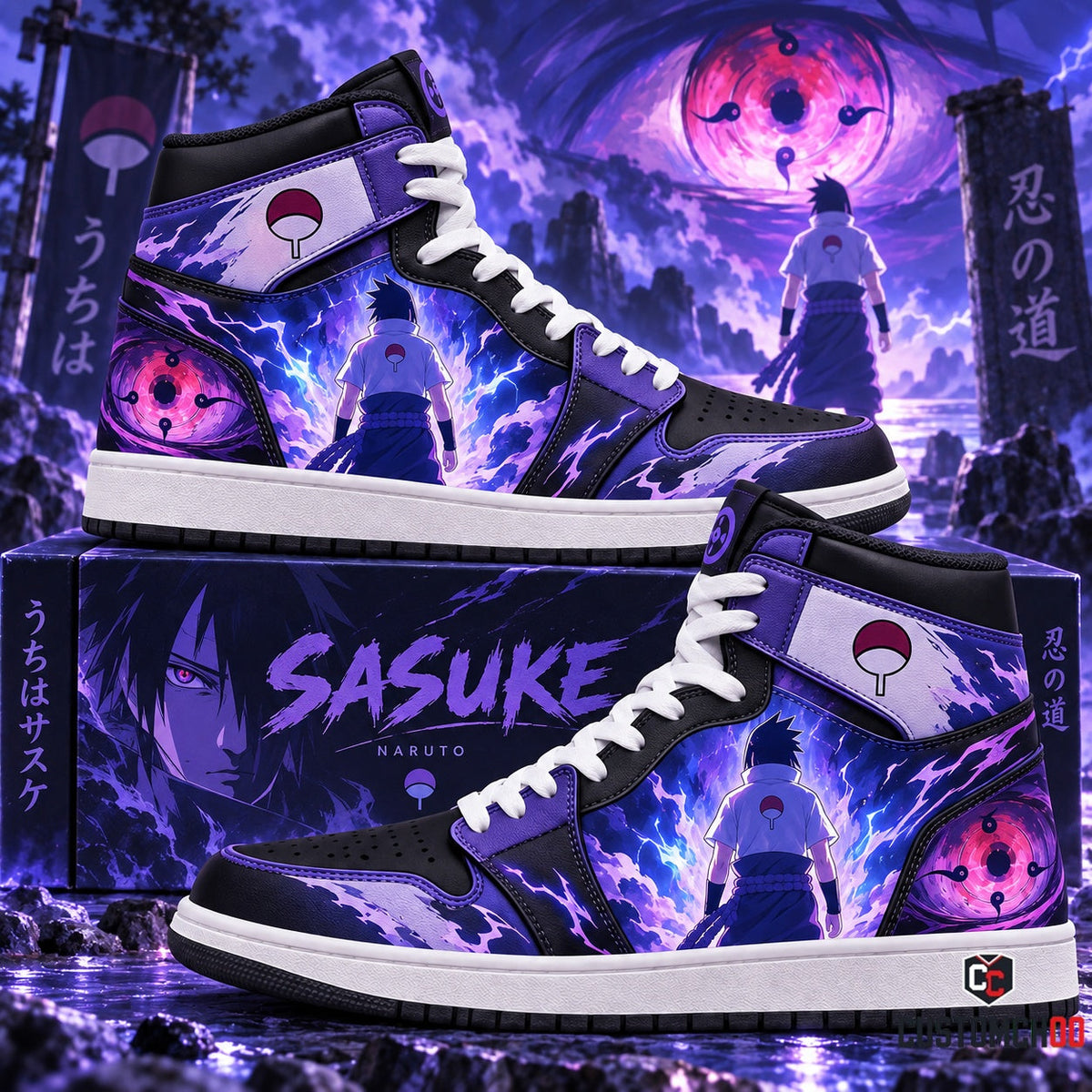 Uchiha Sasuke High Top Sneakers — Naruto Inspired Fan Shoes