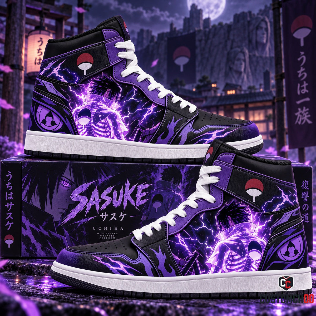 Uchiha Sasuke High Top Sneakers — Naruto Inspired Fan Shoes