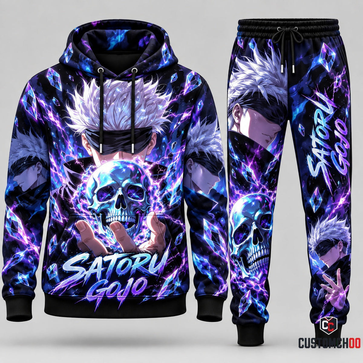 Gojo Satoru Transformation Fan Set — Ninjutsu Kaisen Hoodie & Sweatpants