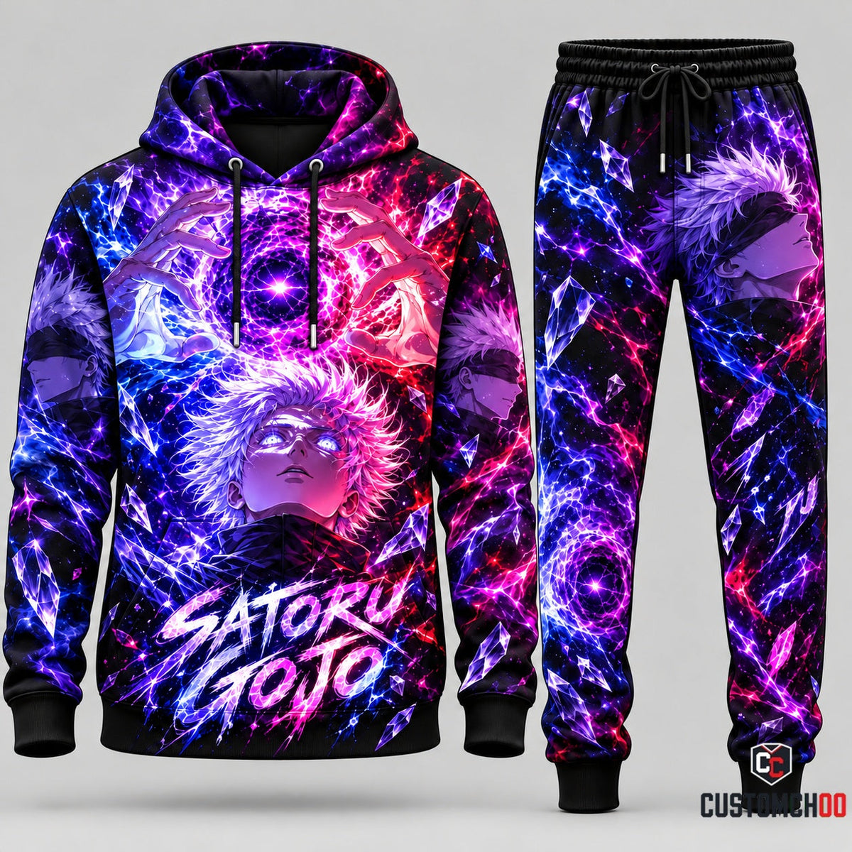 Gojo Satoru Transformation Fan Set — Ninjutsu Kaisen Hoodie & Sweatpants