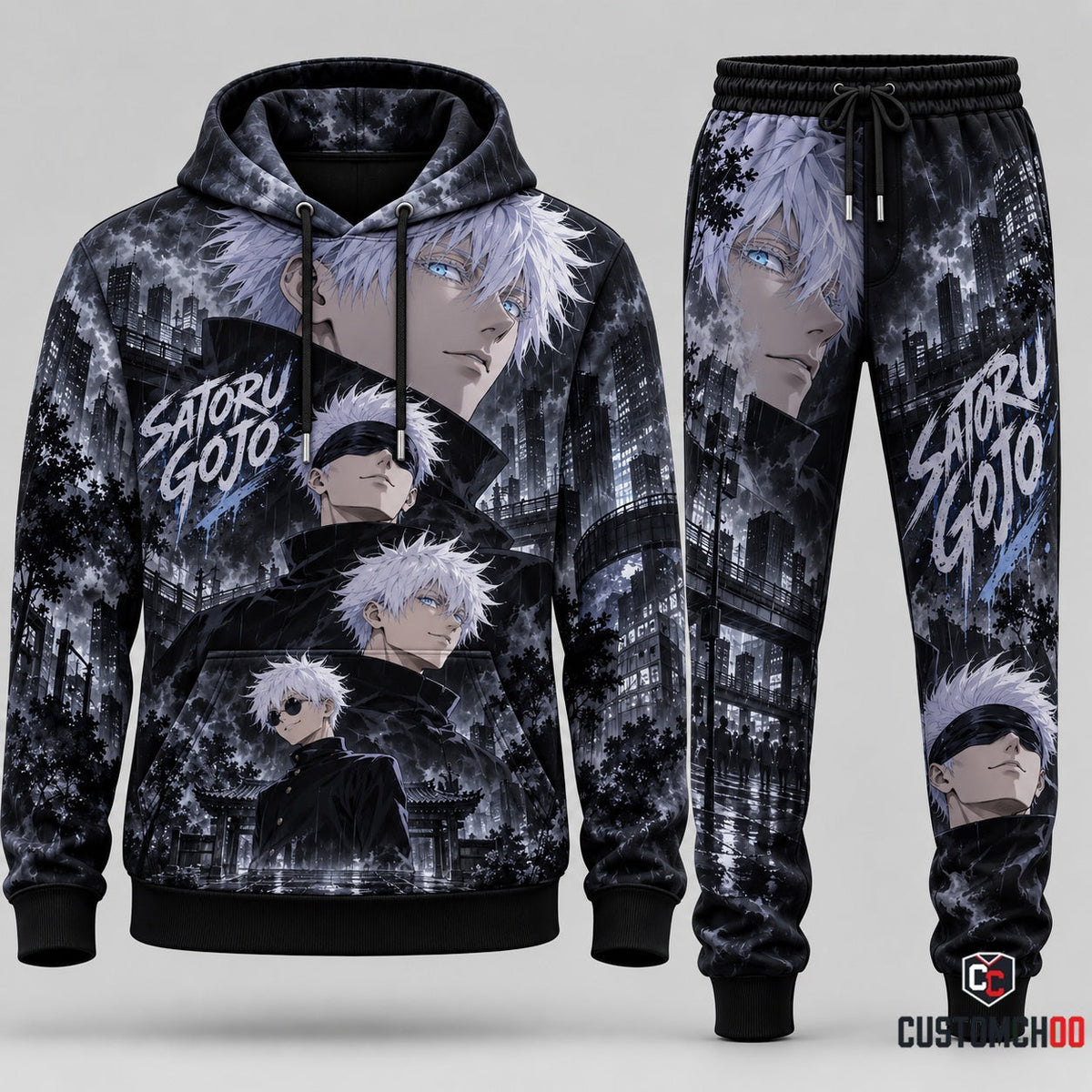 Gojo Satoru Transformation Fan Set — Ninjutsu Kaisen Hoodie & Sweatpants