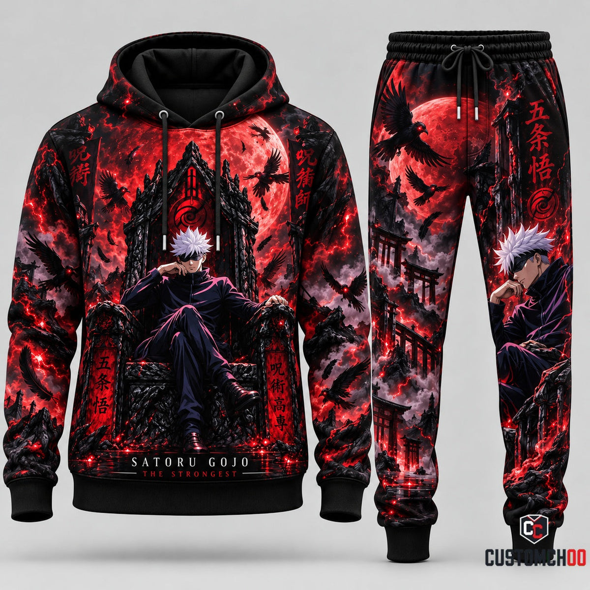 Gojo Satoru Transformation Fan Set — Ninjutsu Kaisen Hoodie & Sweatpants
