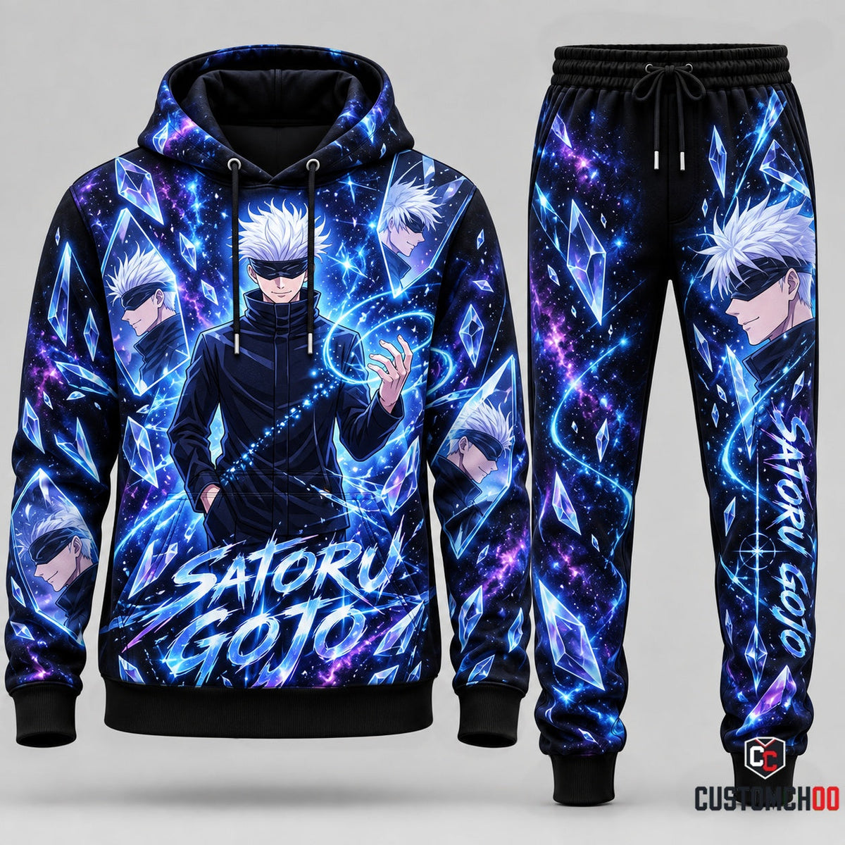 Gojo Satoru Transformation Fan Set — Ninjutsu Kaisen Hoodie & Sweatpants