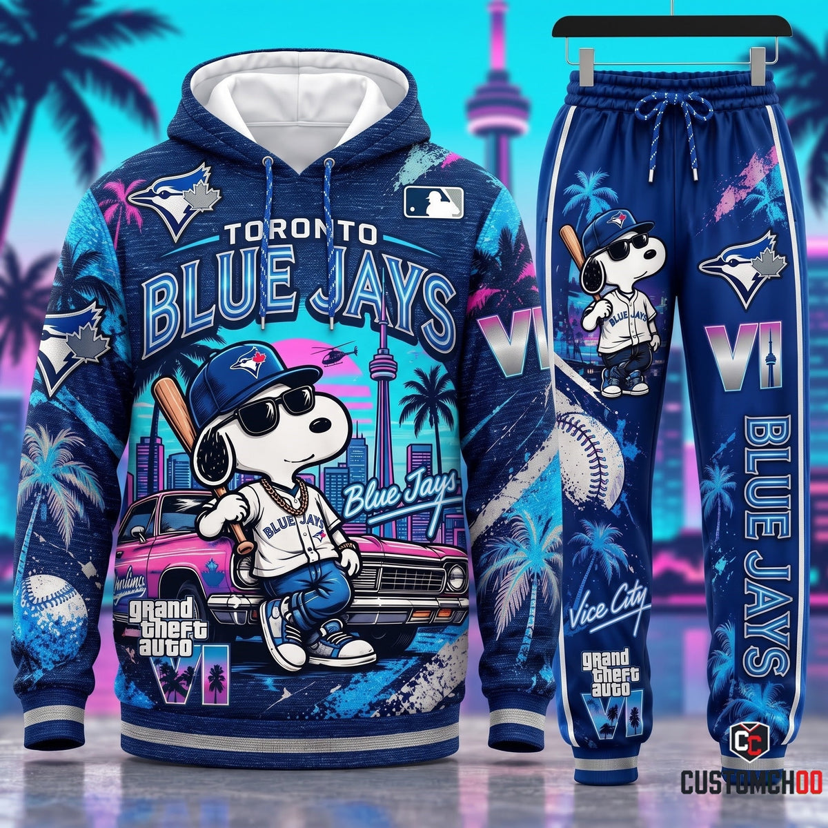 Limited Edition MLB Sport Fan Set x GTA VI x Snoopy — Hoodie & Sweatpants Set | All 30 Teams Available