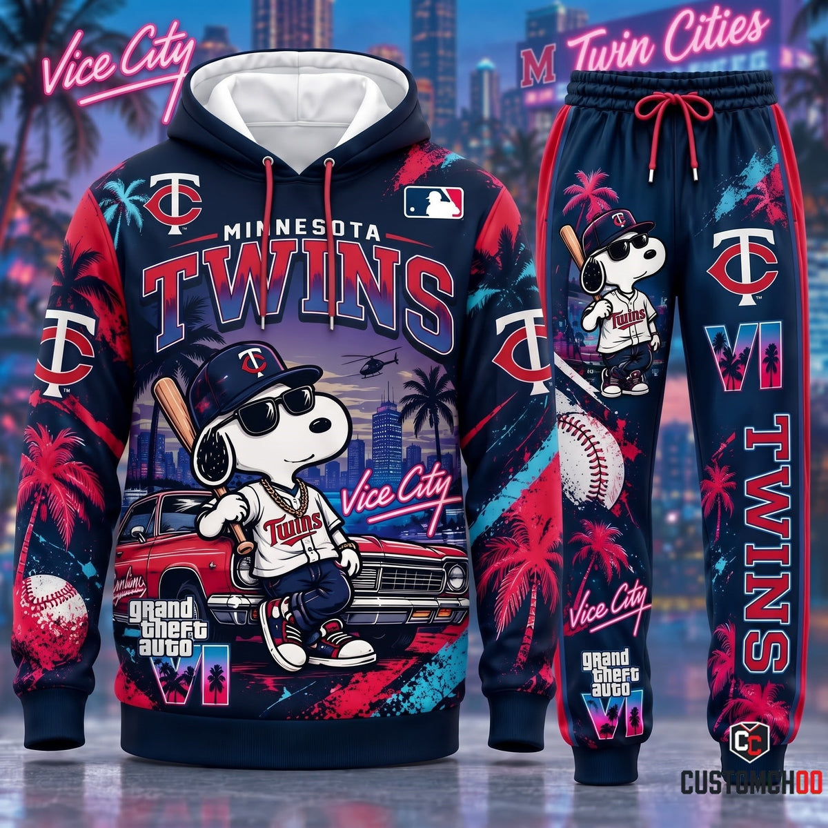 Limited Edition MLB Sport Fan Set x GTA VI x Snoopy — Hoodie & Sweatpants Set | All 30 Teams Available