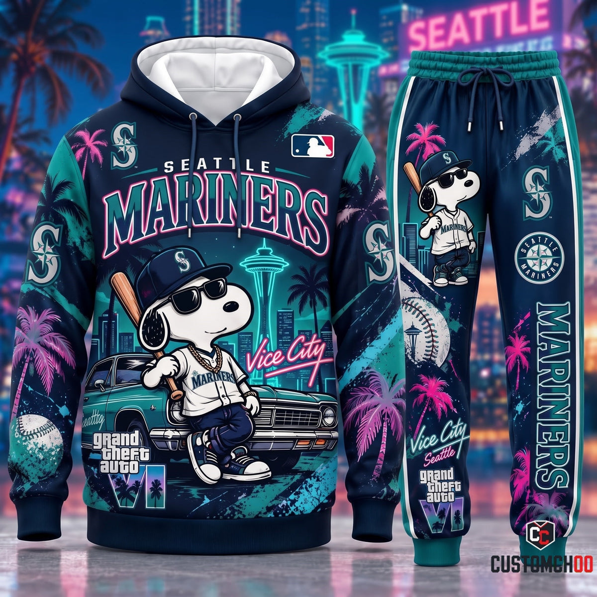 Limited Edition MLB Sport Fan Set x GTA VI x Snoopy — Hoodie & Sweatpants Set | All 30 Teams Available
