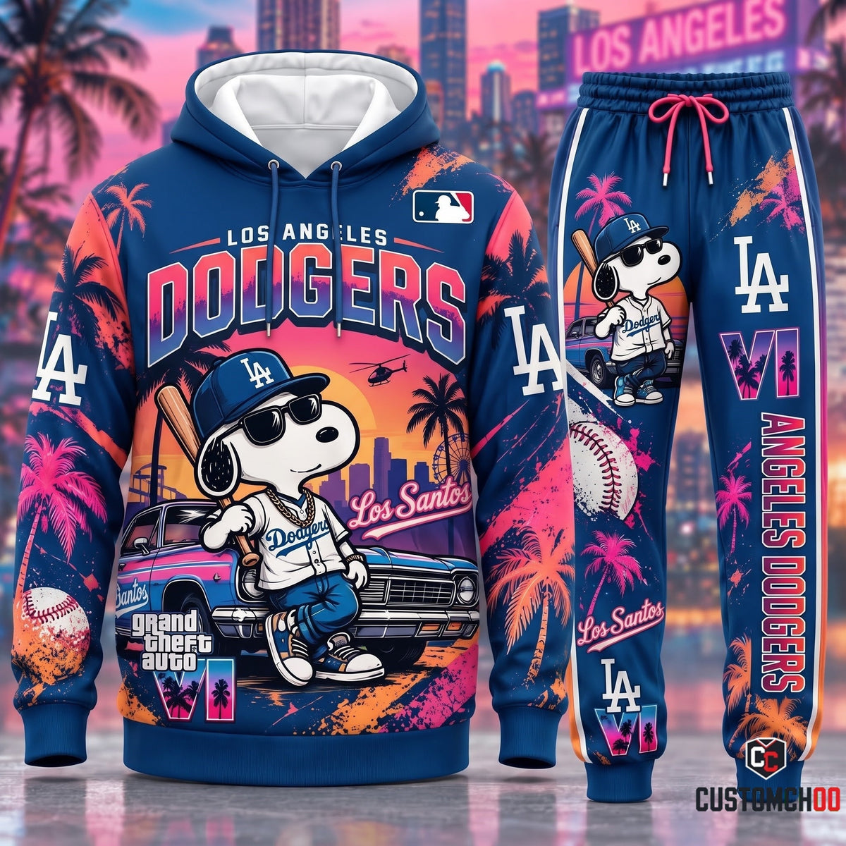 Limited Edition MLB Sport Fan Set x GTA VI x Snoopy — Hoodie & Sweatpants Set | All 30 Teams Available