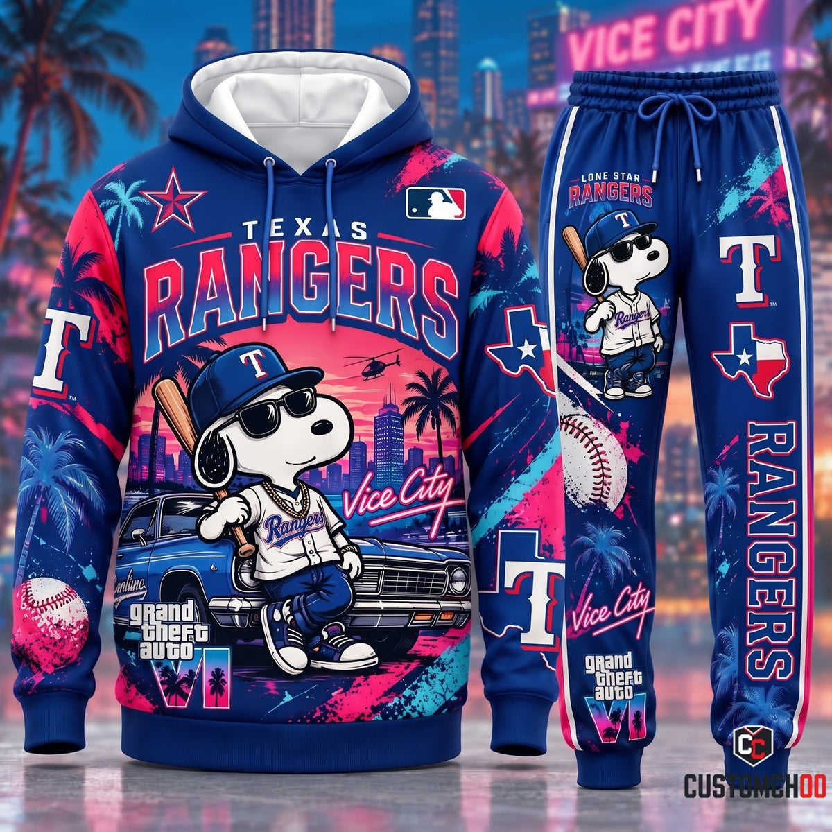 Limited Edition MLB Sport Fan Set x GTA VI x Snoopy — Hoodie & Sweatpants Set | All 30 Teams Available