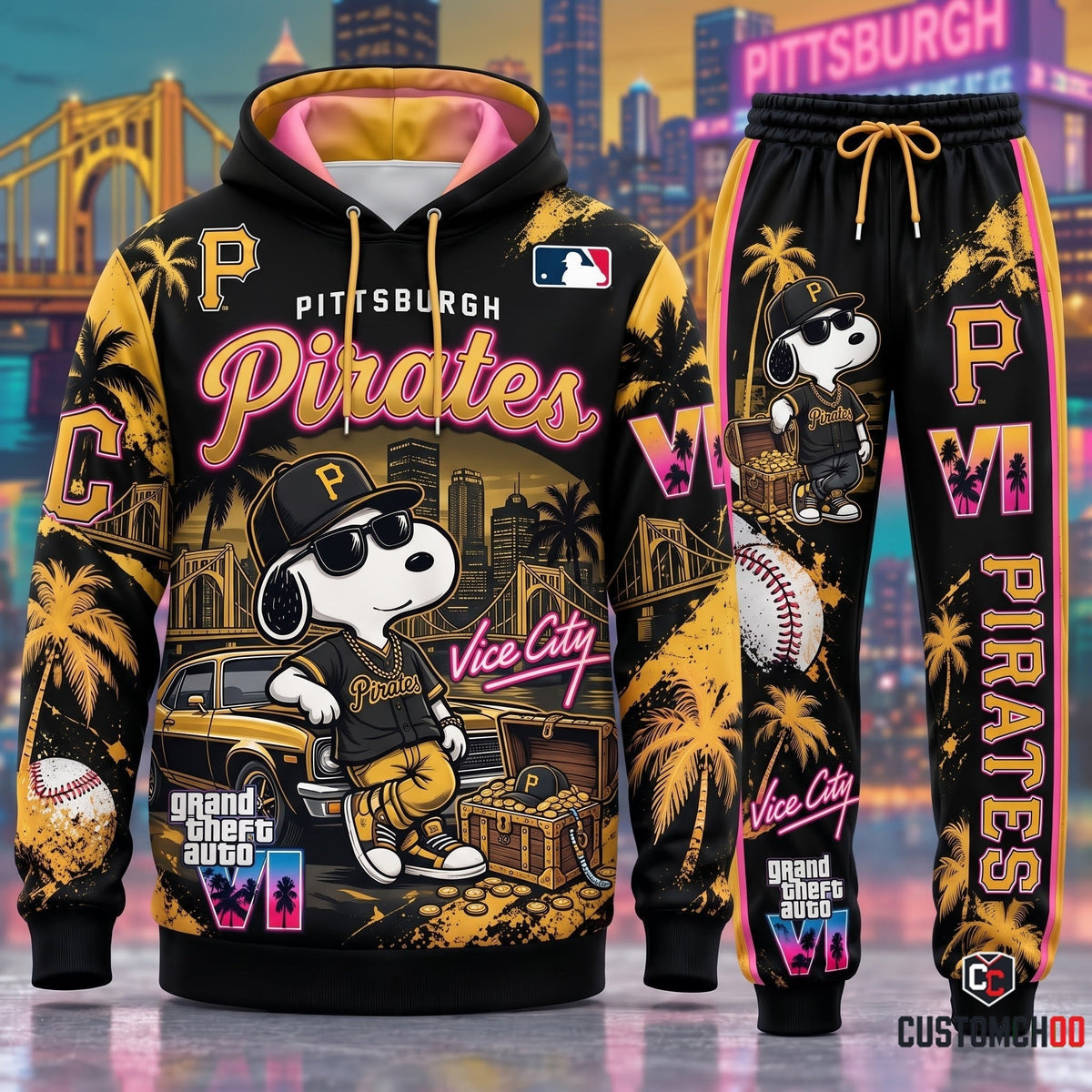 Limited Edition MLB Sport Fan Set x GTA VI x Snoopy — Hoodie & Sweatpants Set | All 30 Teams Available
