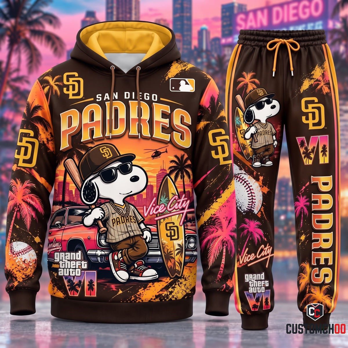 Limited Edition MLB Sport Fan Set x GTA VI x Snoopy — Hoodie & Sweatpants Set | All 30 Teams Available