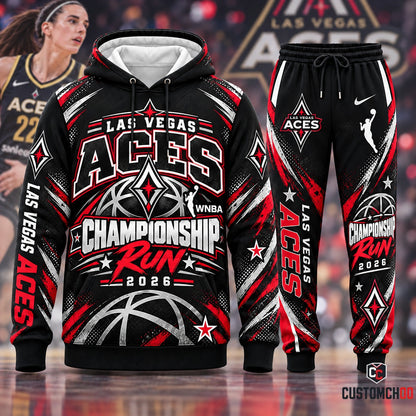 Aces championship journey 2026 basketball sports fan tracksuit set - front view