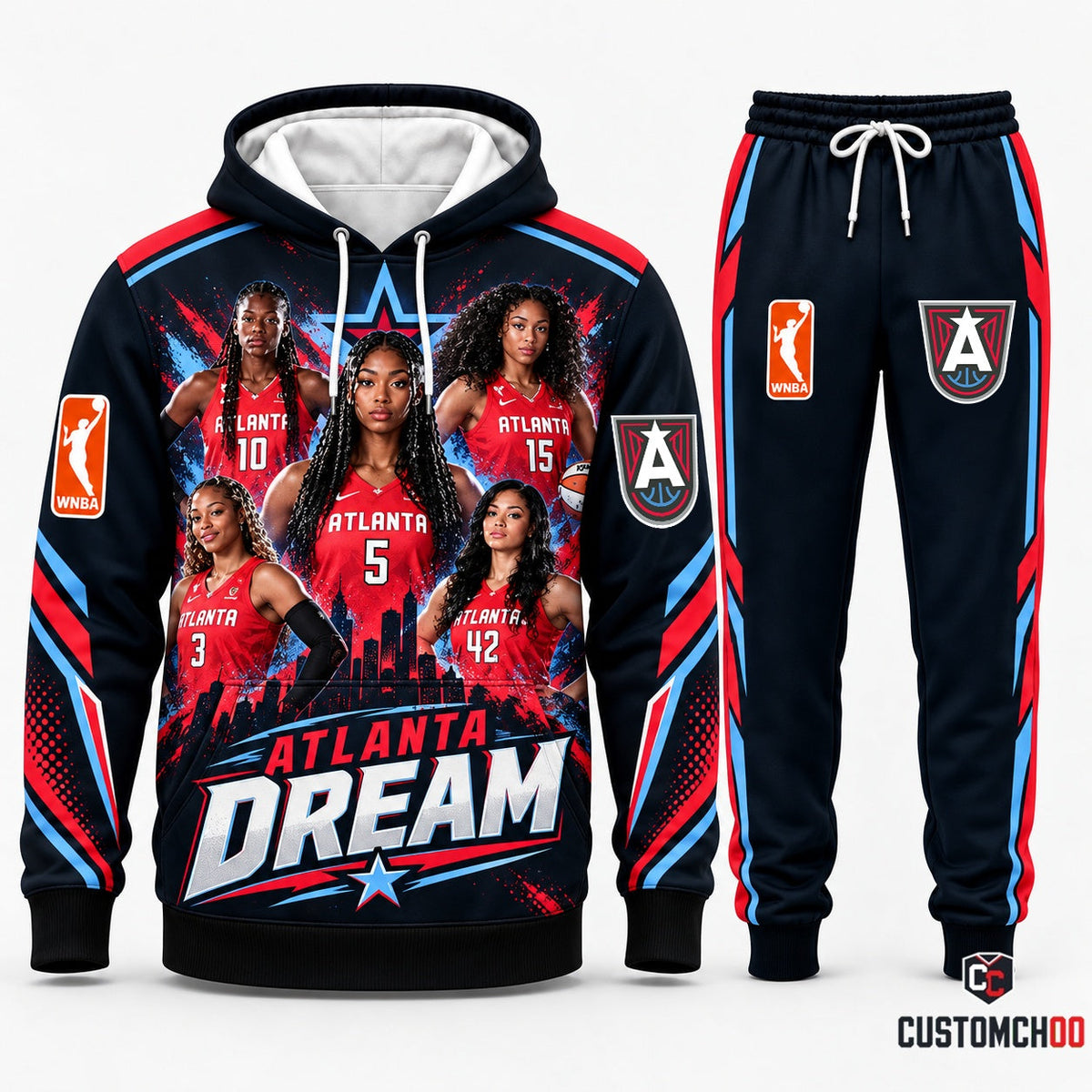 Atlanta Dream women's basketball hoodie and sweatpants fan set - Style 04