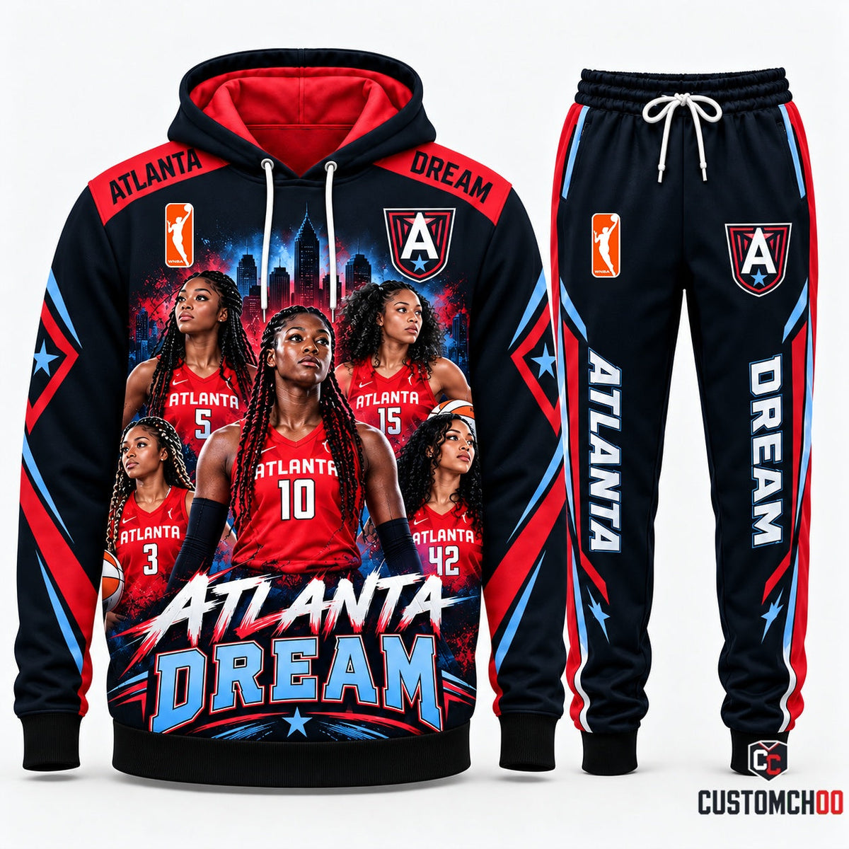 Atlanta Dream women's basketball hoodie and sweatpants fan set - Style 08