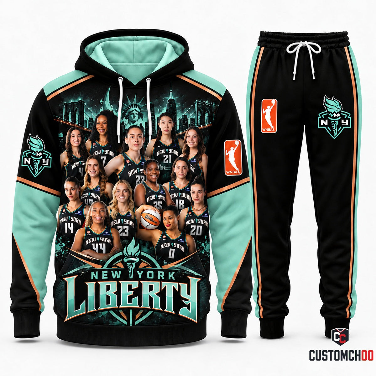 New York Liberty women's basketball hoodie and sweatpants fan set - Style 02