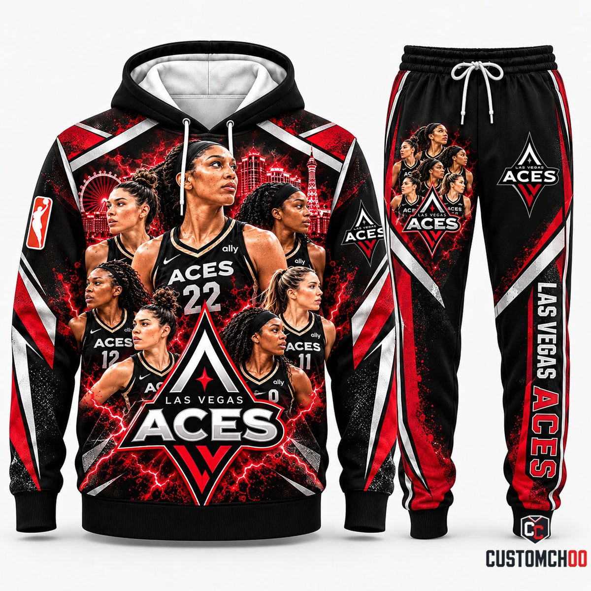 Las Vegas Aces women's basketball hoodie and sweatpants fan set - Style 03