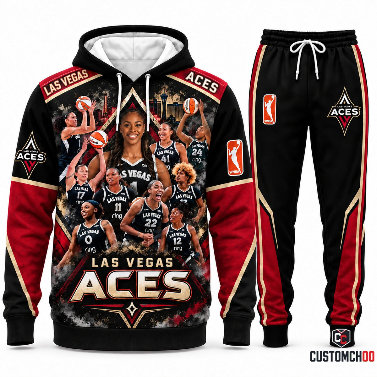 Las Vegas Aces women's basketball hoodie and sweatpants fan set - Style 02