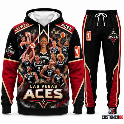 Las Vegas Aces women's basketball hoodie and sweatpants fan set - Style 02