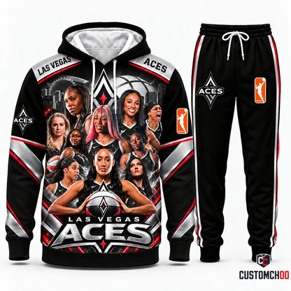 Las Vegas Aces women's basketball hoodie and sweatpants fan set - Style 04