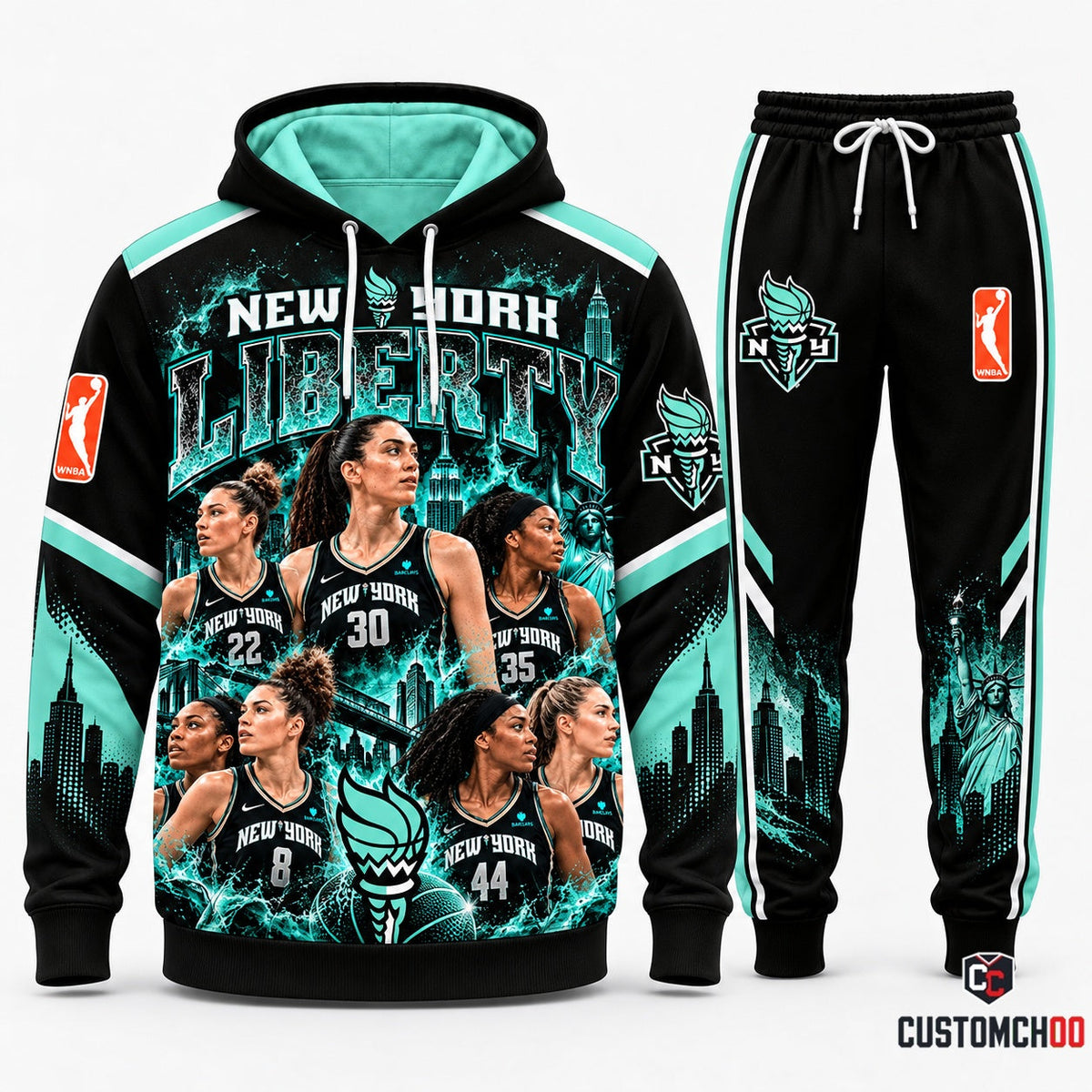 New York Liberty women's basketball hoodie and sweatpants fan set - Style 03