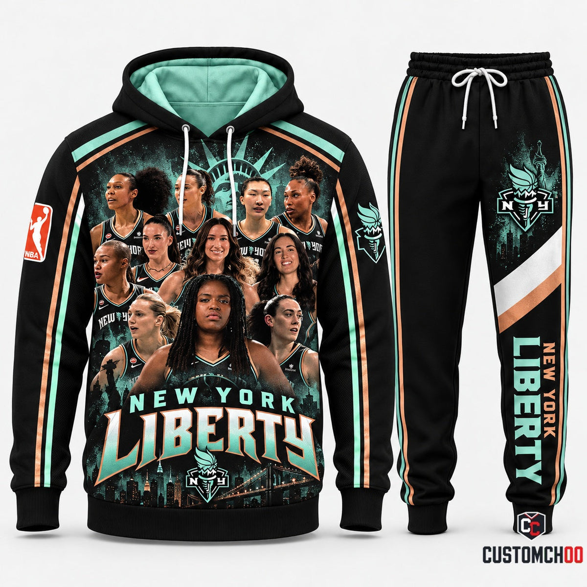 New York Liberty women's basketball hoodie and sweatpants fan set - Style 05