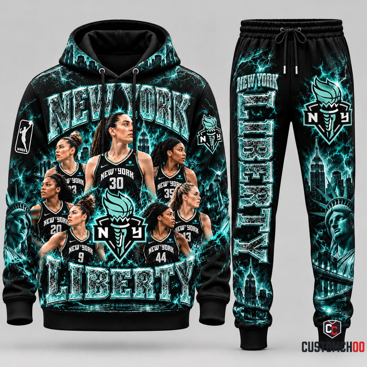 New York Liberty women's basketball hoodie and sweatpants fan set - Style 06