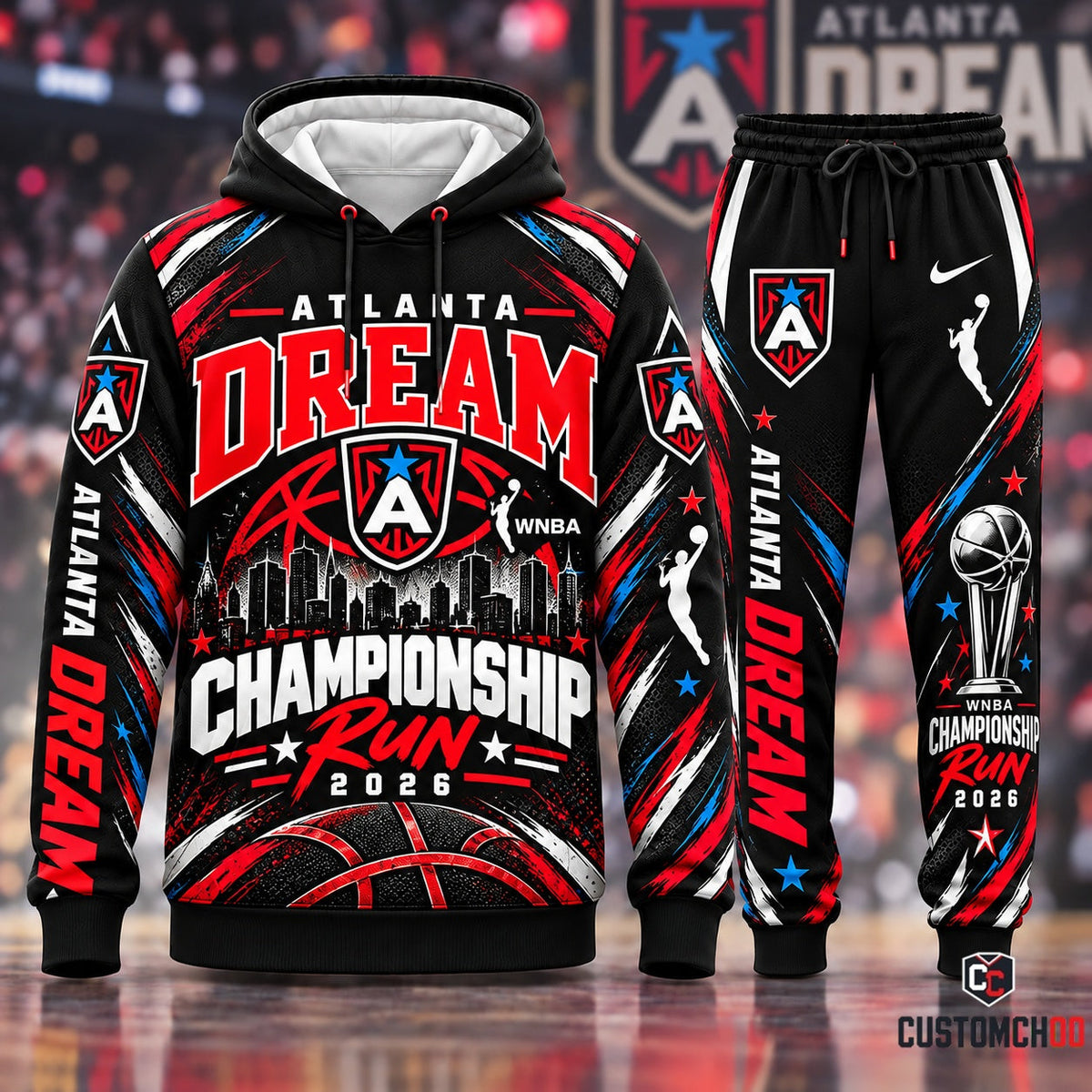 Atlanta Dream 2026 championship edition hoodie and sweatpants fan tracksuit set - front view