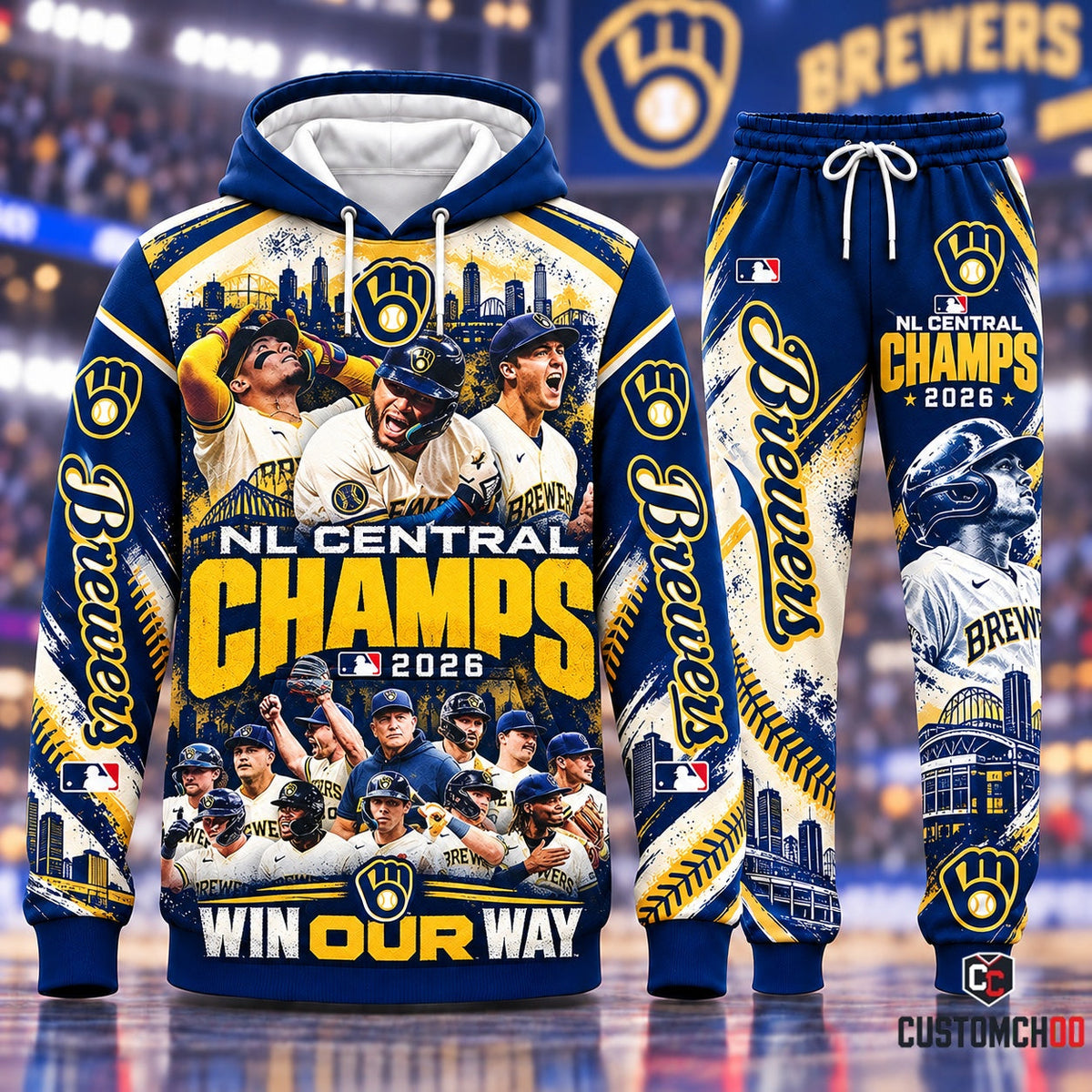 Milwaukee Brewers NL Central Division Champions 2026 Win Our Way Hoodie and Sweatpants Fan Set