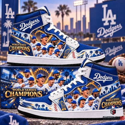 Los Angeles Dodgers World Series Champions Sunset Twilight Trophy Edition High Top Sneakers and Collector Box featuring Shohei Ohtani and Team Roster
