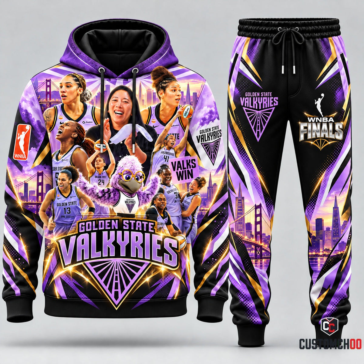 Golden State Valkyries Champions hoodie and sweatpants fan set - Style 03
