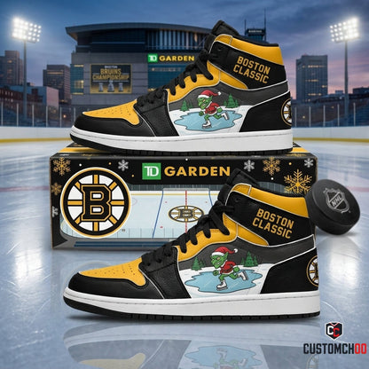 Boston Bruins grinch-inspired christmas fan sneakers – Boston Common Frozen Pond