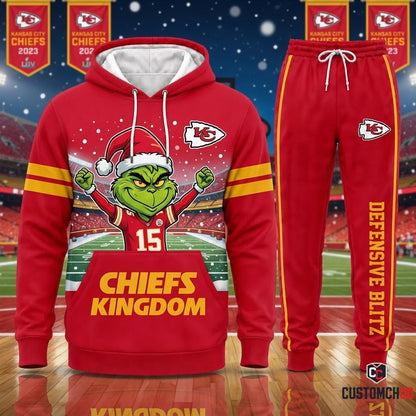 Kansas City Chiefs grinch-inspired christmas hoodie and sweatpants tracksuit set – Stink Stank Stunk Defense