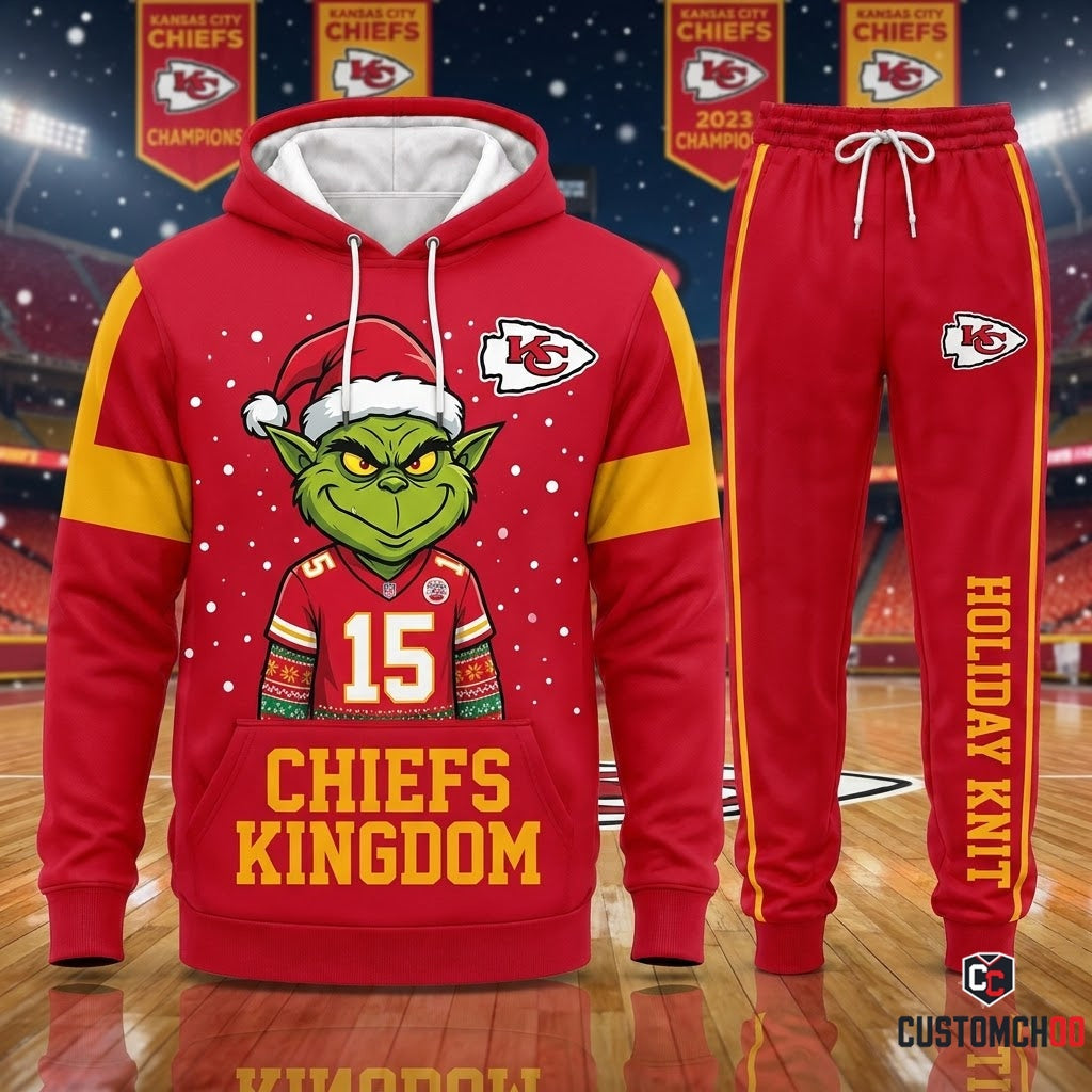 Kansas City Chiefs grinch-inspired christmas hoodie and sweatpants tracksuit set – Ugly Knitted Sweater Chiefs