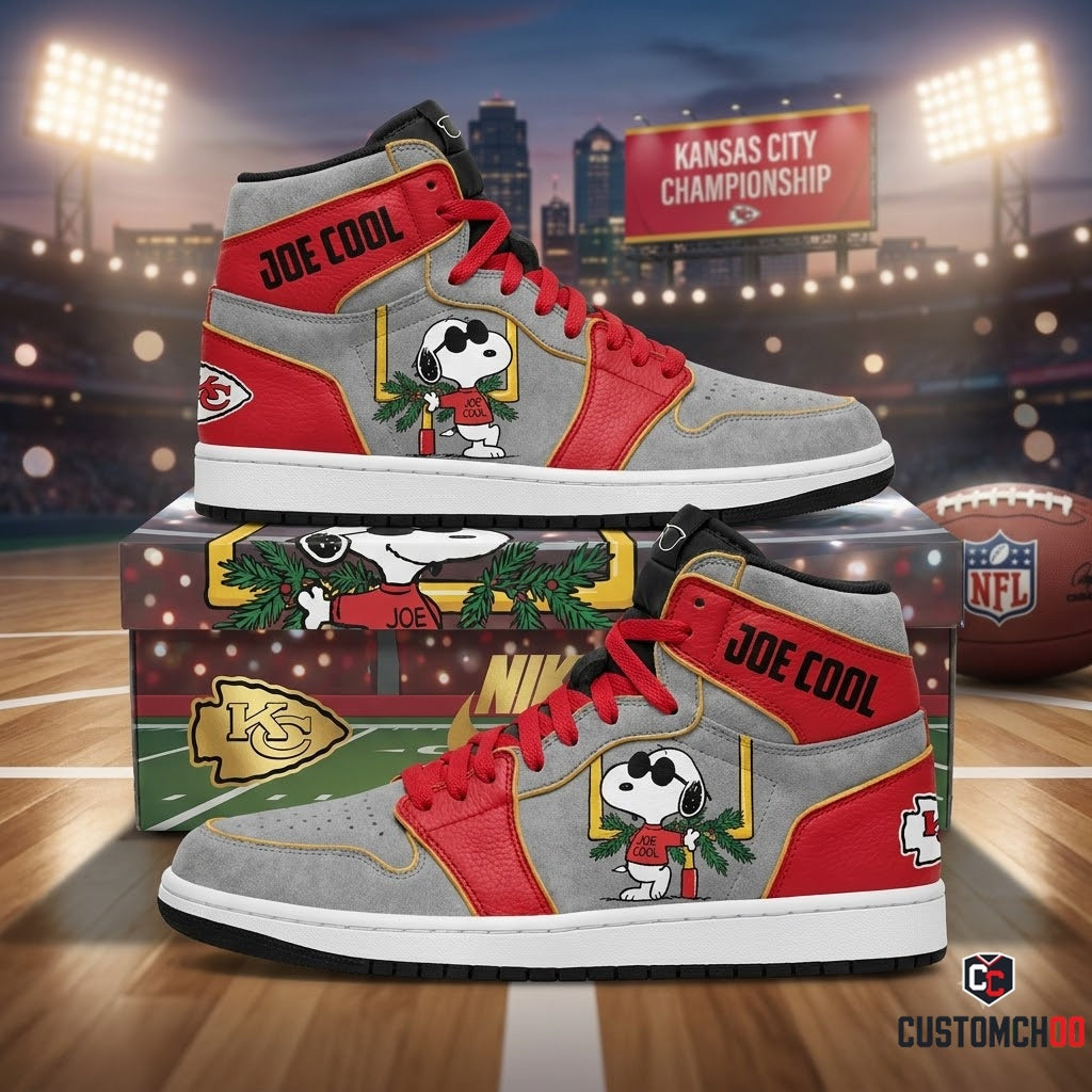 Kansas City Chiefs snoopy-inspired christmas fan sneakers – Joe Cool Chiefs Gameday