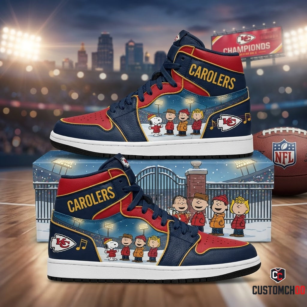 Kansas City Chiefs snoopy-inspired christmas fan sneakers – Caroling Choir Arrowhead