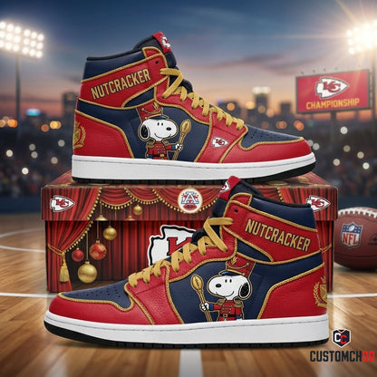 Kansas City Chiefs snoopy-inspired christmas fan sneakers – Nutcracker Snoopy Guard