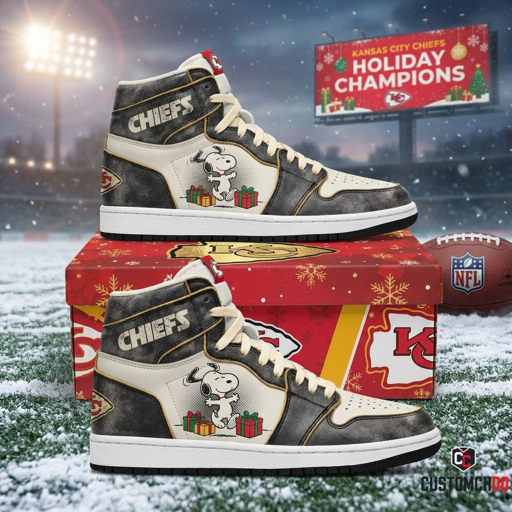 Kansas City Chiefs snoopy-inspired holiday fan sneakers – Vintage '90s Bootleg Chiefs