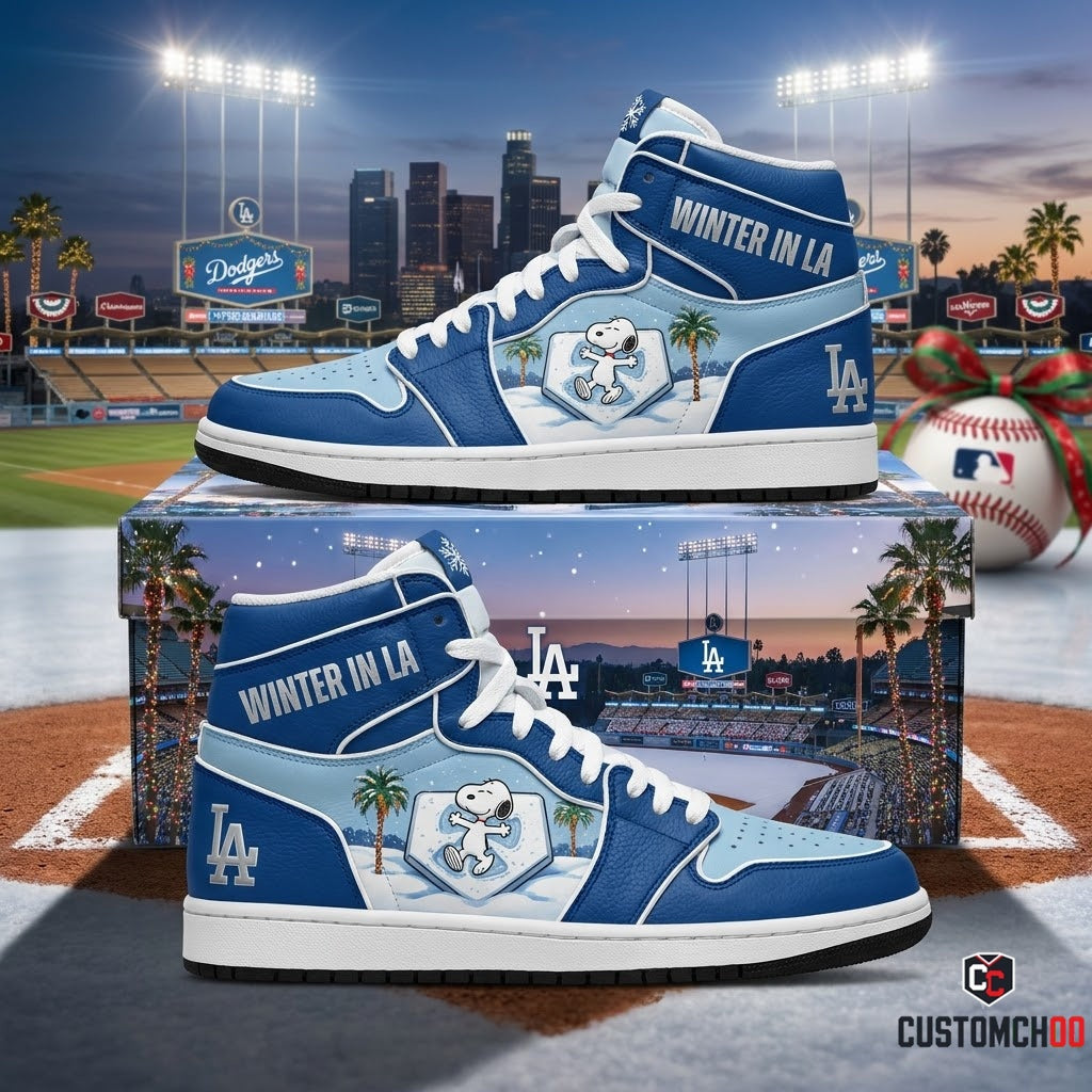 Los Angeles Dodgers snoopy-inspired christmas fan sneakers – Dodgers Snoopy Chavez Ravine Snow