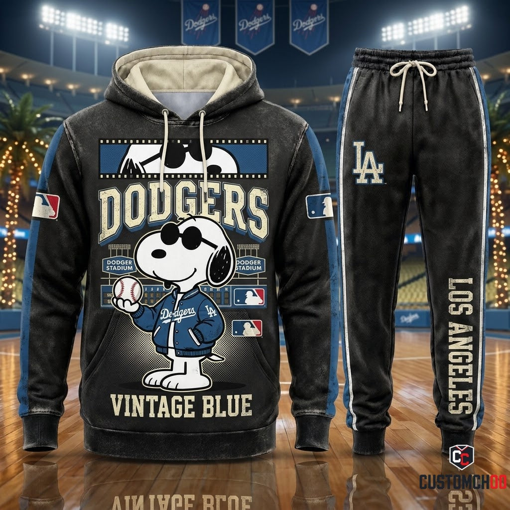 Los Angeles Dodgers snoopy-inspired christmas hoodie and sweatpants tracksuit set – Dodgers Snoopy Vintage '90s Bootleg