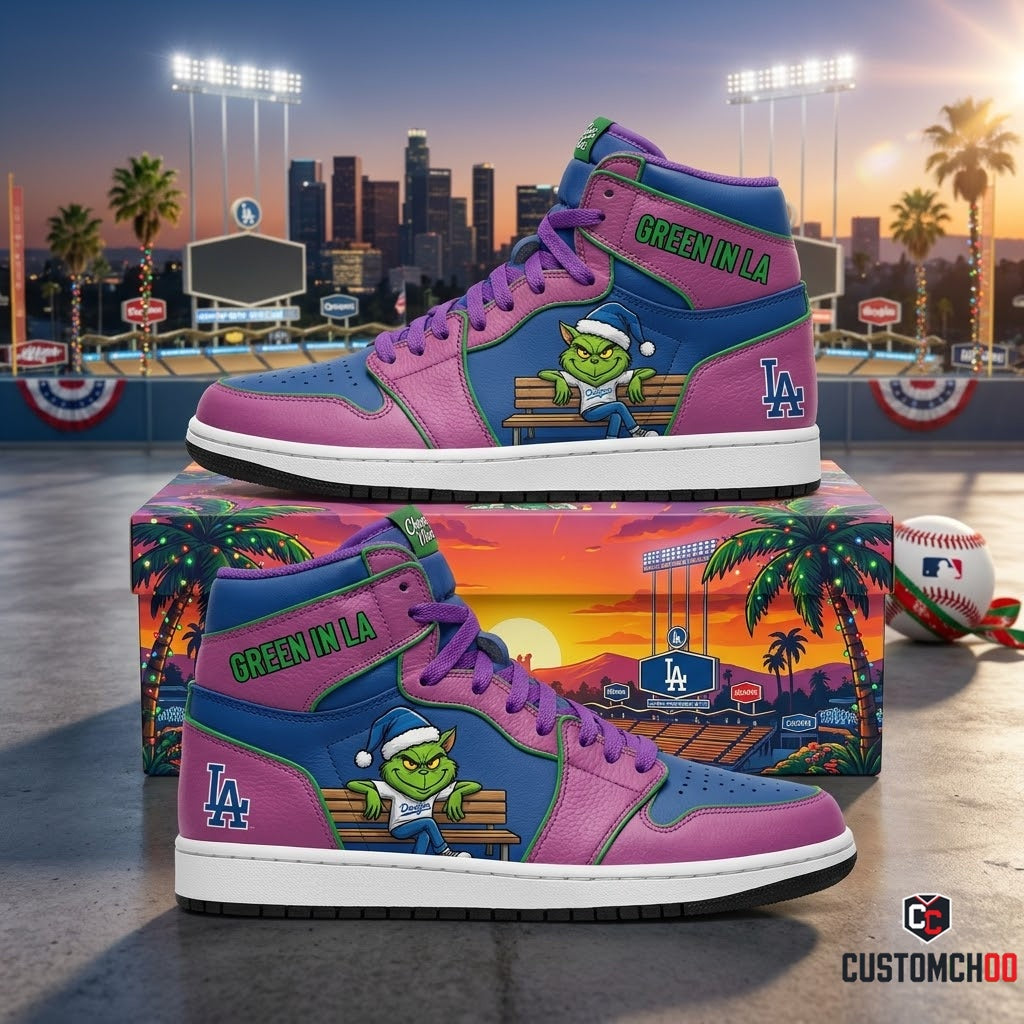 Los Angeles Dodgers grinch-inspired christmas fan sneakers – Dodgers Grinch Chavez Ravine Grump