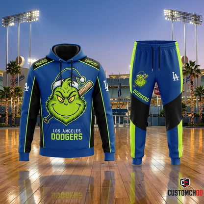 Los Angeles Dodgers grinch-inspired christmas hoodie and sweatpants tracksuit set – Dodgers Grinch Vintage '90s Bootleg