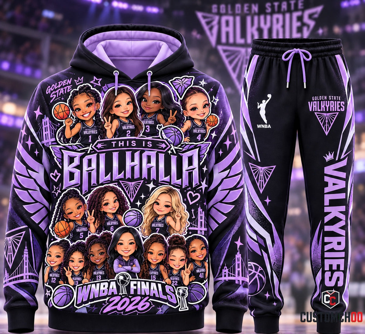 Golden State Valkyries 2026 Finals This is Ballhalla Chibi Fan Set Hoodie and Sweatpants — Style 02